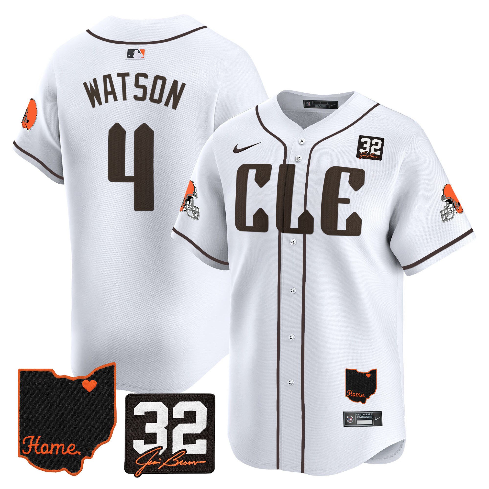Men Cleveland Browns #4 Watson White Home Patch Vapor Premier Limited 2024 Nike NFL Jersey